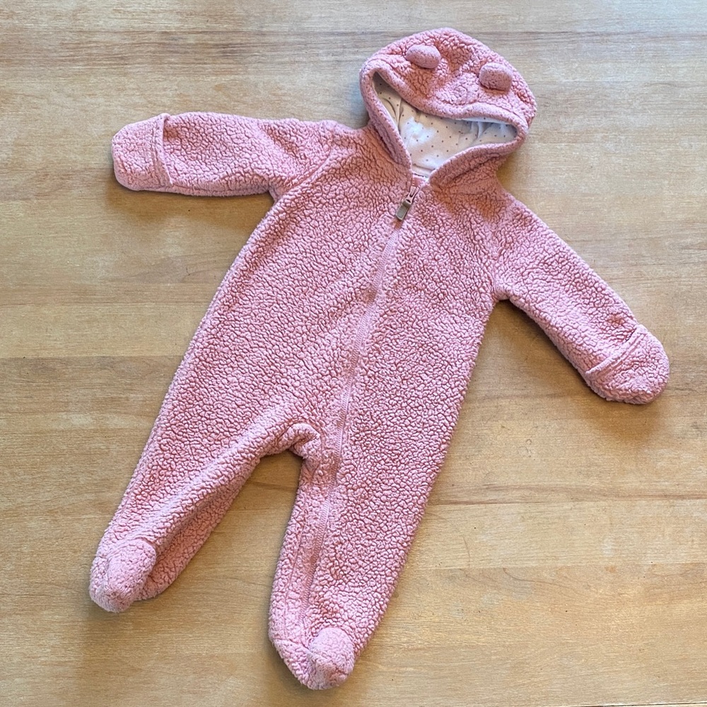 Carter's dusty pink baby girl sherpa bunting sz 9mos